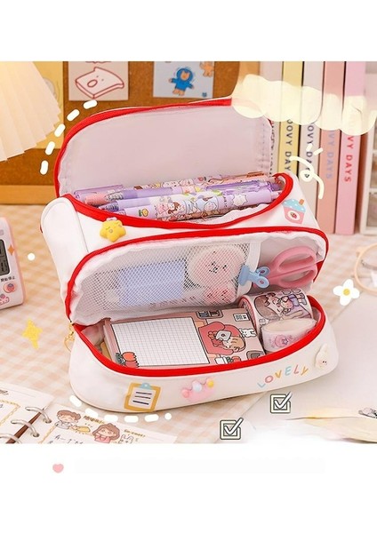 Yystore Öğrenci Kalem Kutusu Çift Katmanlı Büyük Kapasiteli (Yurt Dışından)