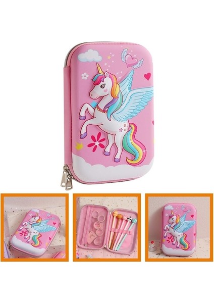 Heamor Kızlar Için Kalem Kutusu 3D Sevimli Eva Unicorn Kalem Fermuarlı Kese Pembe Kalem Kutusu Kırtasiye Kutusu Anti-Şok Büyük Kapasiteli Kalemlik Kalem Çantası Okul Için (Yurt Dışından)