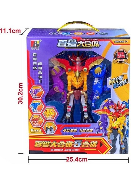 Trafo 5 In 1 Oyuncak Klasik Dinozor Robot Deformasyon Oyuncak Dinozor Ranger Megazord Montajlı Robot Aksiyon Figürleri Çocuk Hediyeler (Yurt Dışından)