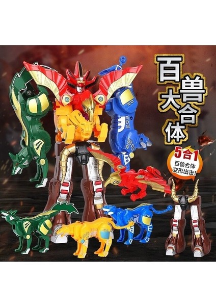 Trafo 5 In 1 Oyuncak Klasik Dinozor Robot Deformasyon Oyuncak Dinozor Ranger Megazord Montajlı Robot Aksiyon Figürleri Çocuk Hediyeler (Yurt Dışından)