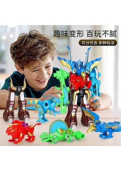 Trafo 5 In 1 Oyuncak Klasik Dinozor Robot Deformasyon Oyuncak Dinozor Ranger Megazord Montajlı Robot Aksiyon Figürleri Çocuk Hediyeler (Yurt Dışından)