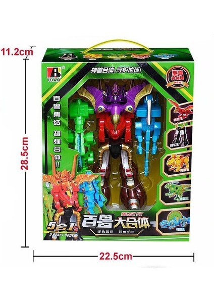 Trafo 5 In 1 Oyuncak Klasik Dinozor Robot Deformasyon Oyuncak Dinozor Ranger Megazord Montajlı Robot Aksiyon Figürleri Çocuk Hediyeler (Yurt Dışından)
