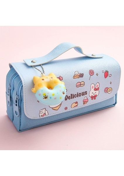 Heamor Kawaii Kalem Kutusu Kese Kutusu Stres Giderici Sevimli Anime Donut Sünger Kolye Estetik Karikatür Kırtasiye Organizatör Tutucu Çanta Okul Malzemeleri Japon Tarzı Mor A - Mor B (Yurt Dışından)