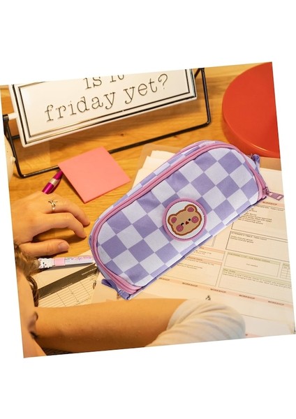 Heamor Dama Tahtası Kalem Kutusu Japon Kalem Kutusu Çocuk Polyester - Pembe (Yurt Dışından)
