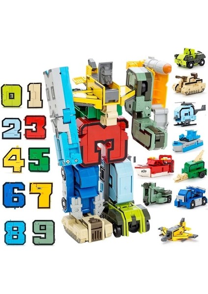 0123456789WITH Box-0-9 Dijital Numaralar Taşıma Mektubu Tankı Savaşçı Deformasyon Aksiyon Figürleri Dönüşüm Robot Oyuncaklar Çocuklar Için Hediye (Yurt Dışından) indirimleri
