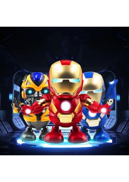 Gümüş-Avengers Süper Kahraman Elektronik Dans Müzikli Işık Robot Oyuncak Örümcek Adam Demir Adam Batman Panter Bebek Çocuk Erkek (Yurt Dışından)