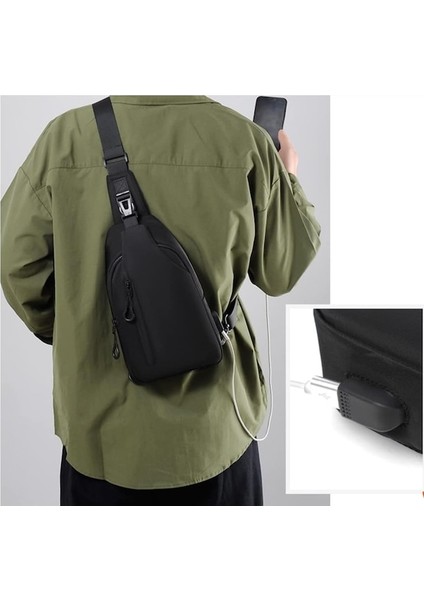 Yucama Erkek Omuz Çantası Crossbody Çanta Spor Çantası Çanta Su Geçirmez Göğüs Çantası - Black (Yurt Dışından)