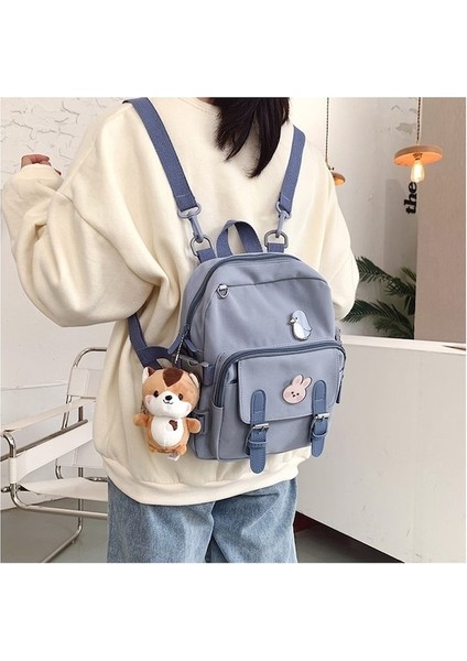 Yucama Dake Moda Sırt Çantası Kadın Kawaii Omuz Çantası Genç Kızlar Için Çok Fonksiyonlu Küçük Sırt Çantası - Mavi (Yurt Dışından)