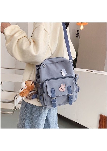 Yucama Dake Moda Sırt Çantası Kadın Kawaii Omuz Çantası Genç Kızlar Için Çok Fonksiyonlu Küçük Sırt Çantası - Mavi (Yurt Dışından)