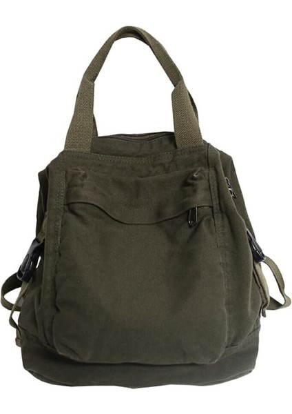 Heamor Üniversite Öğrencileri Için Dayanıklı Kanvas Sırt Çantası - Kokusuz ve Toksik Olmayan Geniş Uygulama Polyester Okul Çantası Dizüstü Bilgisayar Çantası, Siyah - Yeşil (Yurt Dışından)