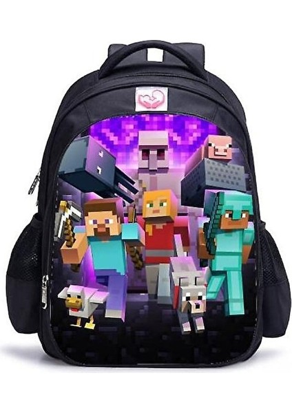 Yucama Minecraft Su Geçirmez Çocuk Sırt Renk 11 Çantası - Siyah (Yurt Dışından)