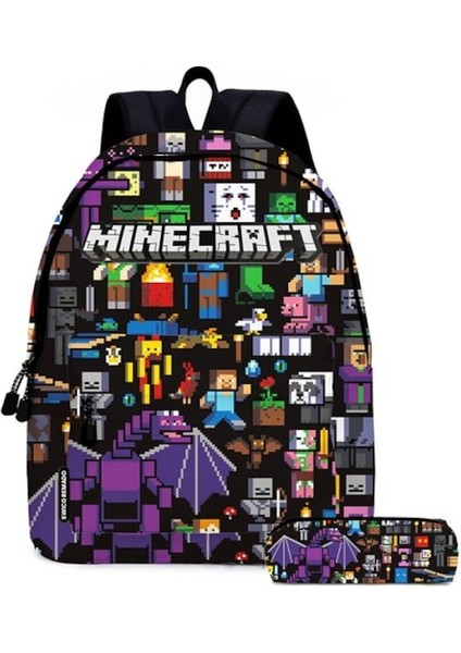 Kalem Kutulu Sevimli Karikatür Minecraft Okul Çantası (Yurt Dışından)