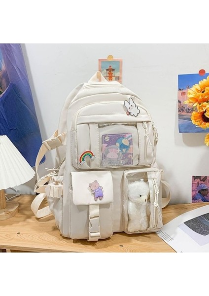Heamor Sevimli Kız Sırt Çantası Çocuk Sırt Çantaları Sevimli Peluş Pin Aksesuarları ile Ilk ve Orta Kız Çocukları Için Okul Çantaları - Bej (Yurt Dışından) fiyatları