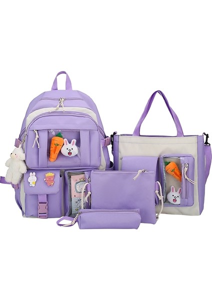Cbtx Sevimli Figür Desenli Sırt Çantası Kawaii Pins & Aksesuar Seti Mor (Yurt Dışından)