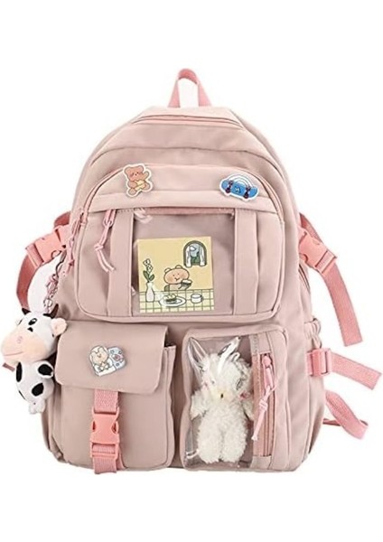 Yucama Sırt Çantası Kadın Sırt Çantası Laptop Çantası Su Geçirmez Seyahat Öğrenci Okul Çantası Seyahat Sırt Çantası Omuz Çantası Büyük Kapasiteli Aksesuarlarla - Pink (Yurt Dışından)