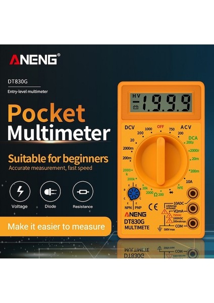 Sarı-Aneng Dijital Multimetre Profesyonel Fiziksel Ölçüm Multimete Elektrikçiler Için Elektrikli Aletler Test Cihazı 1999 Diyot Triyot (Yurt Dışından) fiyatları