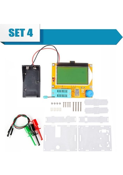 Set4-Esr Metre MEGA328 Transistör Test Cihazı Dijital V2.68 Esr-T4 Diyot Triyot Kapasite Mos/pnp/npn Lcr 12864 LCD Ekran Test Cihazı (Yurt Dışından)