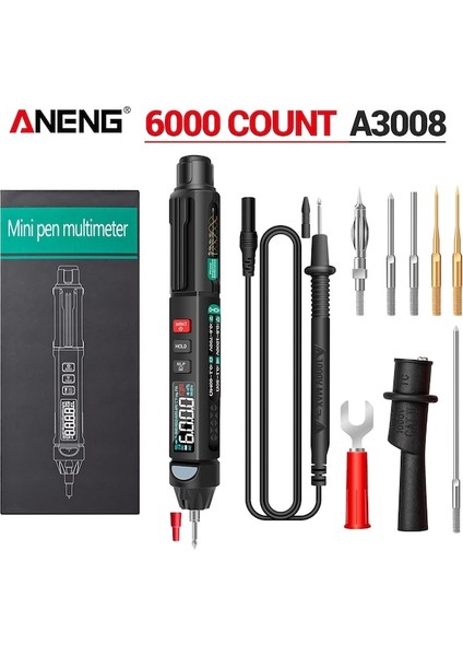 A3008-ANENG A3008 Dijital Mın Multimetre 6000 Sayım Kapasitör Test Cihazı Profesyonel Elektrikli Aletler Ac/dc Gerilim Metre Kalem (Yurt Dışından) fiyatları