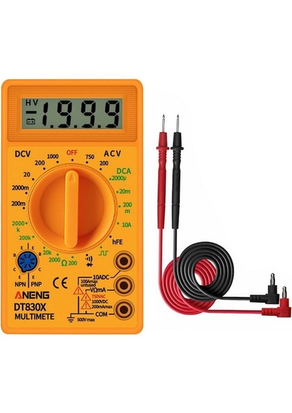 DT830X SARI-DT830 Dijital Multimetre Voltmetre Ampermetre Ohmmetre DC10V 1000V 10A Ac 750V Akım Test Cihazı Testi LCD Ekran (Yurt Dışından)