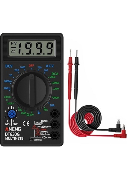 DT830X SARI-DT830 Dijital Multimetre Voltmetre Ampermetre Ohmmetre DC10V 1000V 10A Ac 750V Akım Test Cihazı Testi LCD Ekran (Yurt Dışından)