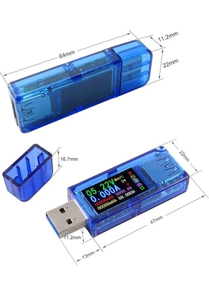 AT34 USB 3.0 Renkli LCD Voltmetre Ampermetre Gerilim Akım Ölçer Multimetre Pil Şarjı Güç Bankası USB Test Cihazı (Yurt Dışından)