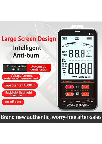 T5 Kırmızı-Dijital Multimetre 6000 Sayım Gerçek Rms Ac/dc Akım Gerilimi Ncv C/ F Kapasitans Endüktans Mini Akıllı Multimetro Test Aracı (Yurt Dışından) fiyatları