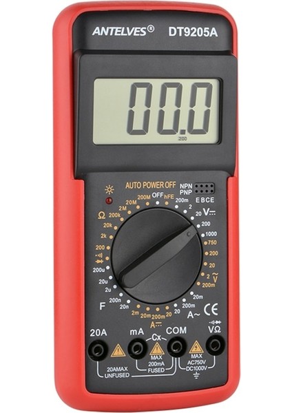 DT9205A-KIRMIZI-DT9205A Profesyonel Dijital Multimetre Manuel Aralık Voltmetre Ampermetre Hfe Transistör Testi Ohm Hz Kapasite Süreklilik Test Cihazı (Yurt Dışından)