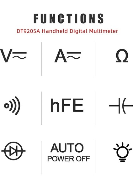 DT9205A-KIRMIZI-DT9205A Profesyonel Dijital Multimetre Manuel Aralık Voltmetre Ampermetre Hfe Transistör Testi Ohm Hz Kapasite Süreklilik Test Cihazı (Yurt Dışından)