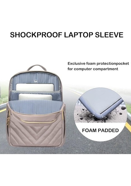 Yucama 15.6 Inç Laptop Sırt Çantası Iş Laptop Çantası USB Bağlantı Noktalı Moda, Su Geçirmez Sırt Çantaları Seyahat Çantaları Günlük Sırt Çantaları - Beige (Yurt Dışından) fırsatları