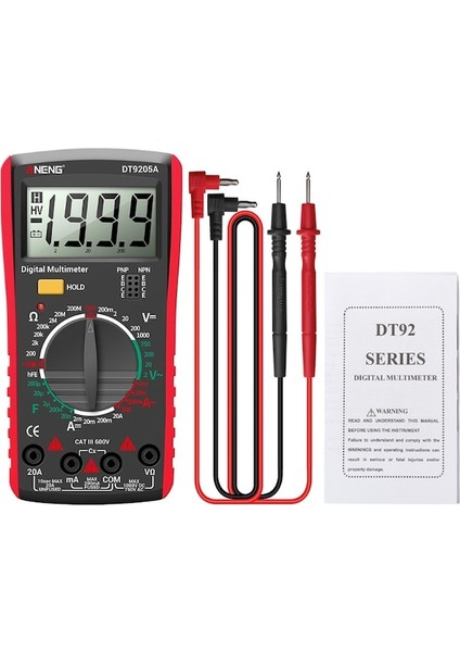 KIRMIZI-DT9205A Ac Dc Dijital Multimetre Testi Voltmetre Direnç Kapasite LCD Ekran 2000 Adet Transistör Diyot Metre Test Cihazı (Yurt Dışından)