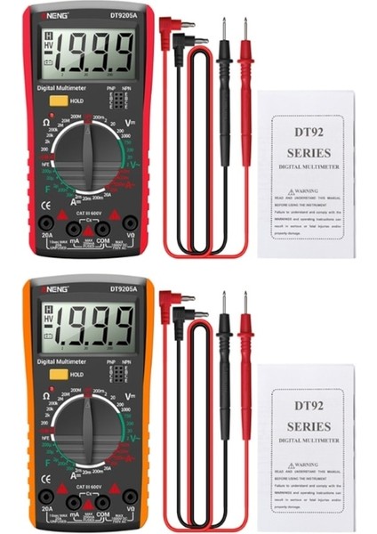 KIRMIZI-DT9205A Ac Dc Dijital Multimetre Testi Voltmetre Direnç Kapasite LCD Ekran 2000 Adet Transistör Diyot Metre Test Cihazı (Yurt Dışından) fiyatları