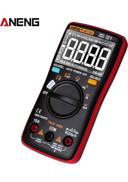 Siyah-Aneng AN113D Dijital Elektrik Multimetre 6000 Sayım Dc/ac Akım Voltmetre True Rms Otomatik Değişen LCD Metre (Yurt Dışından) fiyatları
