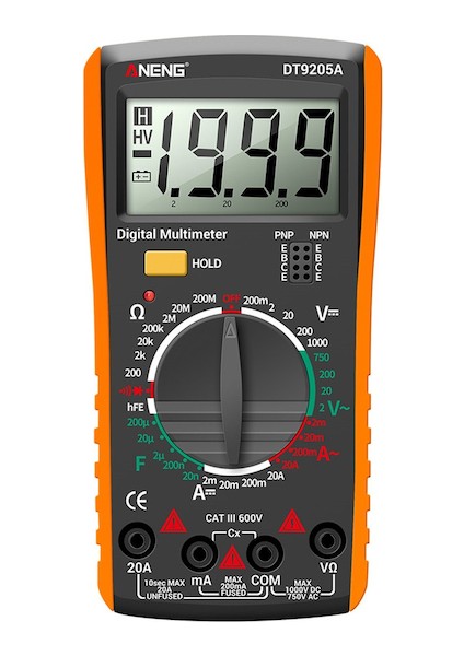 Turuncu-Aneng DT9205A Dijital Multimetre Ac/dc Transistör Test Cihazı Elektrik Ncv Test Metre Profesyonel Analog Otomatik Aralık Multimetro Aracı (Yurt Dışından)