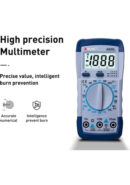 Sarı ve MAVI-A830L Çok Fonksiyonlu Taşınabilir Kullanışlı Evrensel Metre Yüksek Çözünürlüklü LCD Ile Pratik Ev Elektrikli Alet (Yurt Dışından)