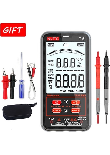 T5C-NJTY T5 Dijital Akıllı Multimetre 6000 Countsture Rms Ac/dc Akım Gerilimi Ncv Direnç-Kapasitör Ultra-Ince Taşınabilir Test Cihazı (Yurt Dışından) fiyatları