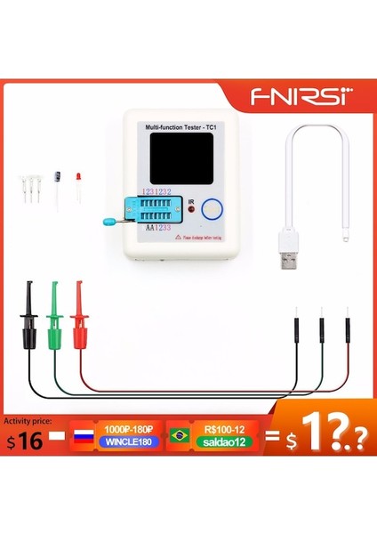 LCR-TC11.77 Inç Renkli Ekran Çok Fonksiyonlu Tft Arka Işık Transistör Test Cihazı Diyot Triyot Kapasitör Direnç Transistör (Yurt Dışından)