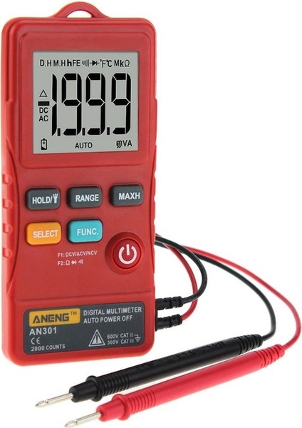 KIRMIZI-AN301 Mini Dijital Multimetre Profesyonel 1999 Sayım Ac/dc Voltmetre Direnç Ampermetre Metre Test Cihazı Ile LED Işık Multimetre (Yurt Dışından)
