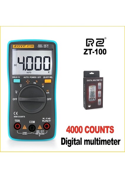 ZT100-ZOY-DIJITAL Multimetre Ampermetre Voltmetre Direnç Frekansı Arka Işık Ölçer Gerilimi Diyot Frekansı ZT98 ZT100 ZT101 ZT102 (Yurt Dışından)