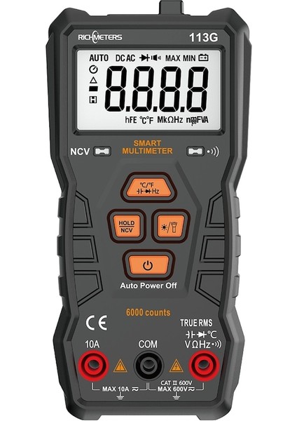 113G Siyah Mıknatıs-Rıchmeters RM113G 6000 Sayım Dijital Multimetre Otomatik Ac/dc Gerilim Ölçer Ncv RM113E Test Cihazı Multimetre Profesyonel (Yurt Dışından)