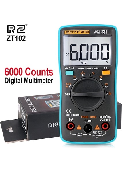 ZT102-ZOYI Testi Dijital Multimetre Otomatik 4000 6000 Ac/dc 2000 Voltaj Akım Evrensel Profesyonel Dijital Multimetre (Yurt Dışından)