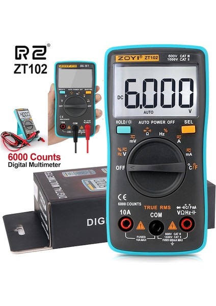 ZT102-ZOYI Testi Dijital Multimetre Otomatik 4000 6000 Ac/dc 2000 Voltaj Akım Evrensel Profesyonel Dijital Multimetre (Yurt Dışından) fiyatları