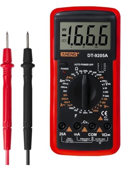Kırmızı-Aneng DT-9205A Dijital Multimetre El Yüksek Hassasiyetli Multimetre Elektrikçi Testi Dc Gerilim Ampermetre Elektrikçi Aracı (Yurt Dışından)