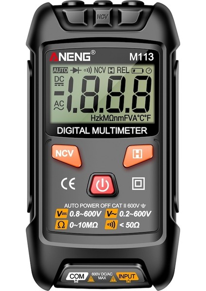Aneng M113 Dijital Mini Multimetre Test Cihazı Akıllı Siyah (Yurt Dışından)