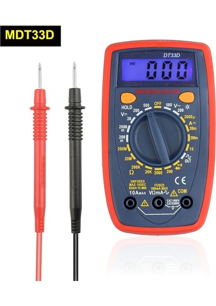 MDT33D-ELEKTRIKLI Enstrüman LCD Dijital Ekran Multimetre Ac/dc Ampermetre Voltmetre Ohm Pens Metre Test Aracı (Yurt Dışından)