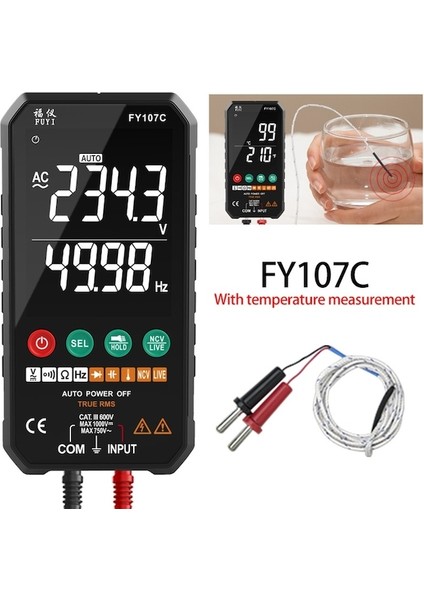 FY107C-DIJITAL Multimetre Akıllı Test Cihazı Dc Ncv Otomatik Aralık Transistör Sıcaklık Gerilimi Profesyonel Analog Multimetro Elektrikçi Aracı (Yurt Dışından)