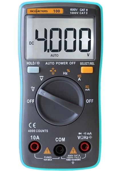 Rıchmeters Dijital Multimetre 4000 Sayım Otomatik Değişen Ac/dc Voltaj Ampermetre Voltmetre Ohm Frekans Diyot (Yurt Dışından)