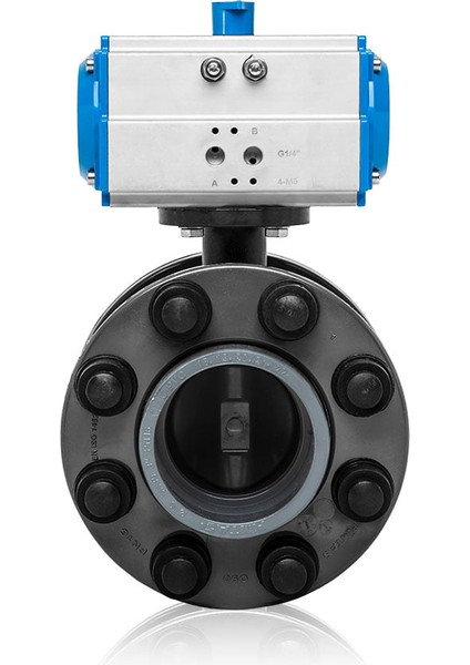 Ø 125 Tek Etkili Pnömatik Aktüatörlü U-Pvc Takım Kelebek Vana Su Için modelleri