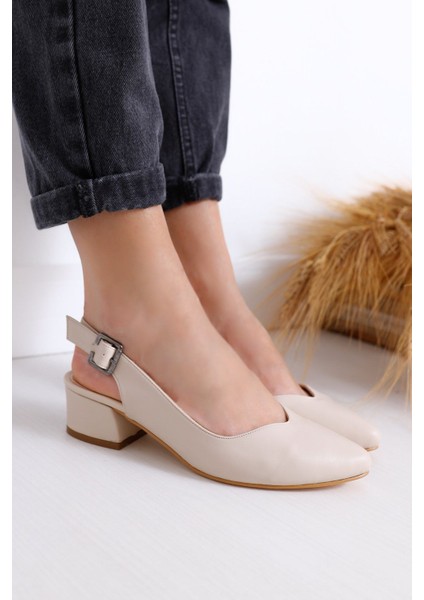 Ten Renk, Cilt, Arkadan Tokalı Kemer Detay Kadın Topuklu Ayakkabı fiyatları