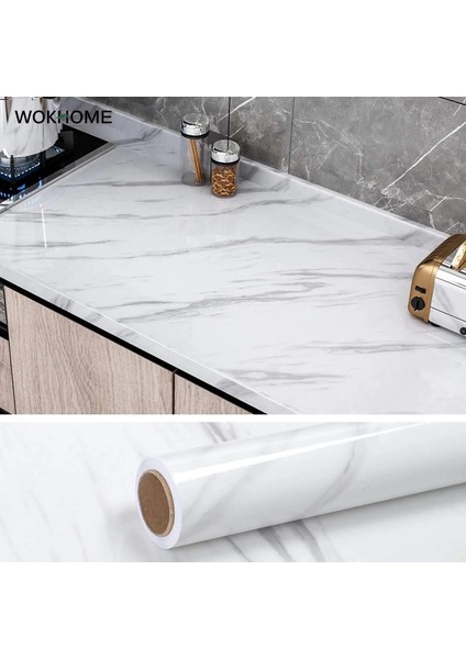 Fs Stili 3MX60CM cm Genişlik Mermer Duvar Kağıdı Kağıt Su Geçirmez Yağ Geçirmez Duvar Çıkartmaları Pvc Kendinden Yapışkanlı Mutfak Tezgahı Ev Tasarımı (Yurt Dışından) fırsatları