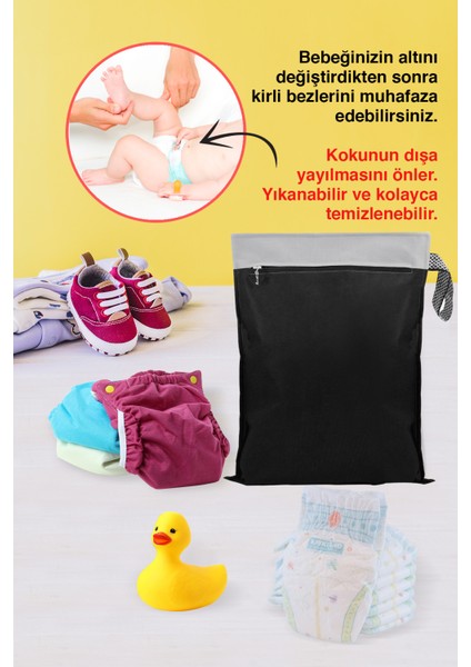 Fermuarlı Mayo Torbası Bebek Bezi Torbası Kirli Temiz Kıyafet Torbası Valiz Içi Organizer Tekli